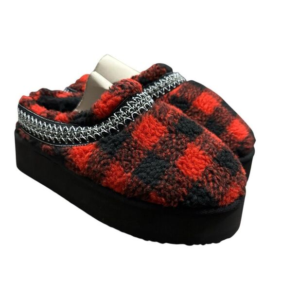 Simply Southern Platform Mule Clog Slipper Buffalo Plaid Size 9 Women’s Red - Picture 2 of 10